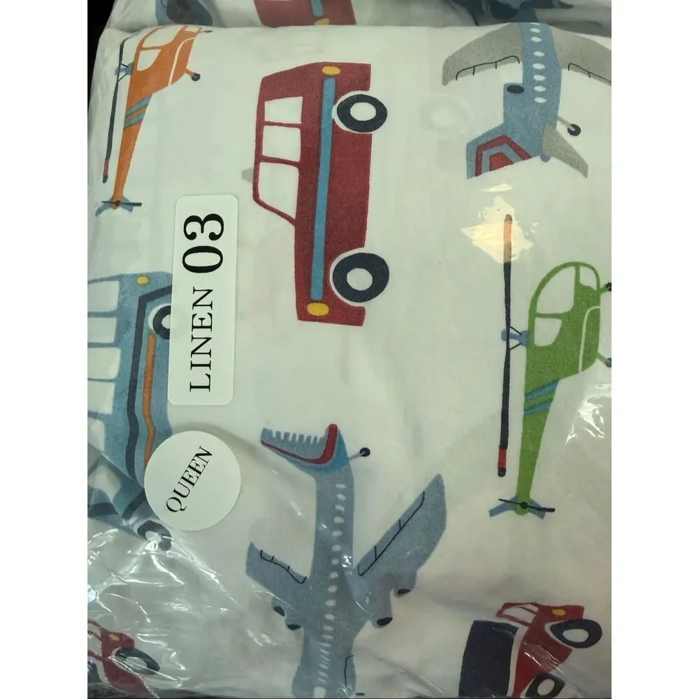 POTTERY BARN Kids QUEEN sheet set - Organic Cotton - Transportation
